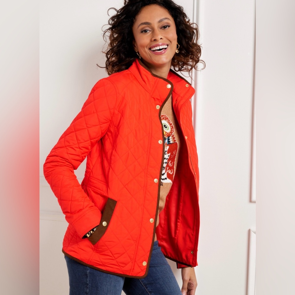 Talbots Vibrant Orange Quilted Barn Jacket